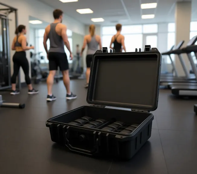 Valise ouverte avec brassards cardio